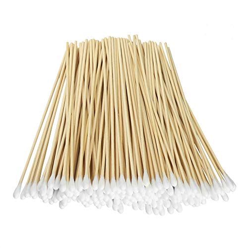 Yinghezu 200 Pcs Count 6' Inch Long Cotton Swabs with Wooden Handles Cotton Tipped Applicator, Cleaning with Wood Handle for Oil Makeup Gun Applicators, Eye Ears Eyeshadow Brush and Remover Tool