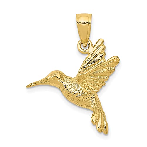 14k Yellow Gold Hummingbird Necklace Charm Pendant Bird Fine Jewelry For Women Gifts For Her