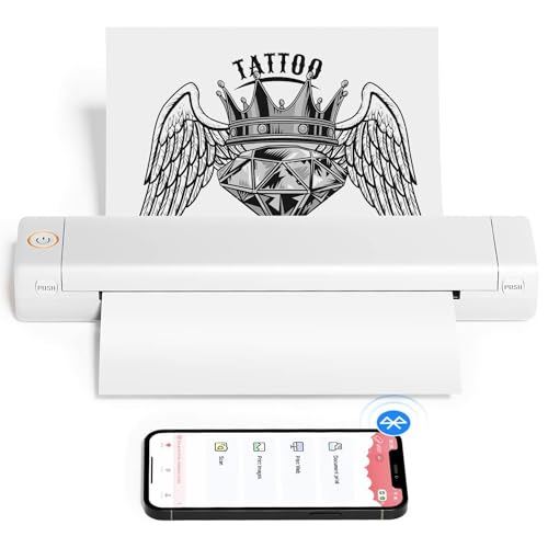 Phomemo M08F Wireless Tattoo Transfer Stencil Printer, Thermal Tattoo Copier Machine Support Transfer Paper, Bluetooth Stencil Printer for Gift, Tattoo Artists, Compatible with Smartphone & Laptop
