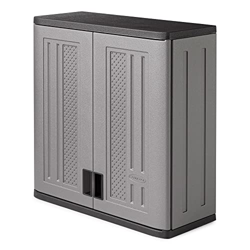 Suncast BMC3000 Cabinet-Resin Construction for Wall Mounted Garage Storage, 30.25' Organizer, Silver/Platinum