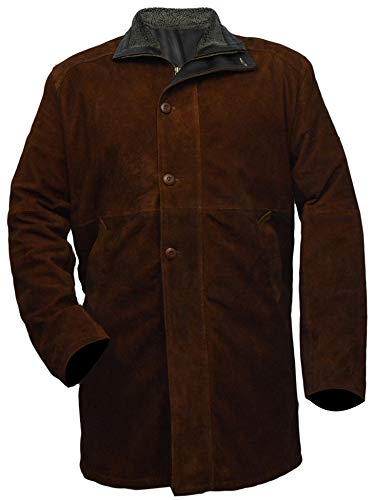 The Jasperz Longmire-Sheriff Walt Robert Suede Taylor Leather Coat, XXS-3XL (2X-Large, Coffee Brown)