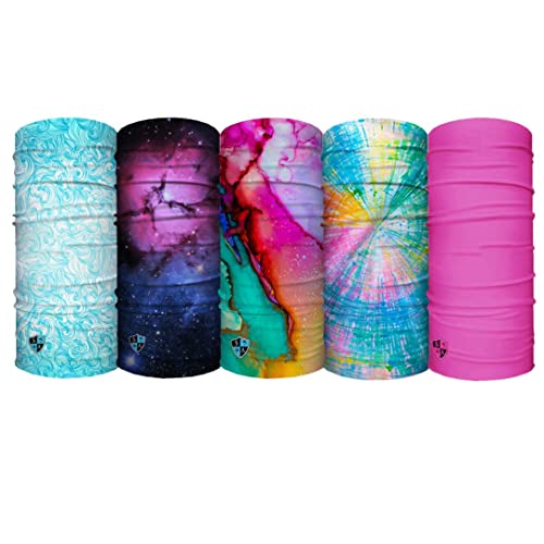 S A Company 5 Pack Face Shields UV 30+, Multipurpose Neck Gaiter, Lightweight, Breathable, Sun and Dust Defense for Outdoors