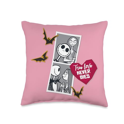 Disney Tim Burton’s The Nightmare Before Christmas Jack Sally Heart Throw Pillow, 16x16, Multicolor