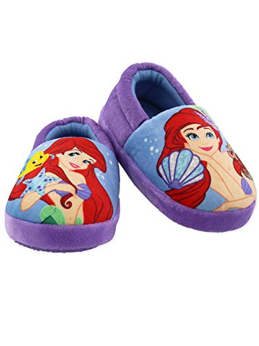 Disney Princess Ariel The Little Mermaid Girls Toddler Plush Aline Slippers (11-12 M US Little Kid, Violet)