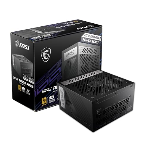 MSI MPG A850G PCIE 5 & ATX 3.0 Gaming Power Supply - Full Modular - 80 Plus Gold Certified 850W - 100% Japanese 105°C Capacitors - Compact Size - ATX PSU