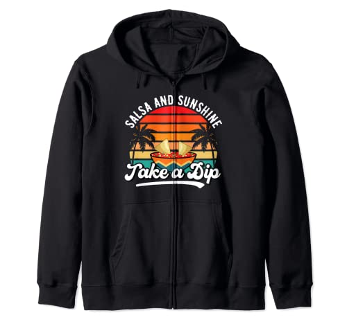 Salsa and Sunshine, Take a Dip, Funny Vintage Summer Beach Zip Hoodie