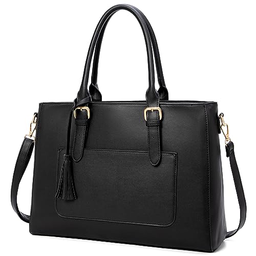 Laptop Tote Bag Work Tote Bags for Womens, Women's Shoulder Handbags Briefcase Top Handle Satchel Purse Computer Bags -Black