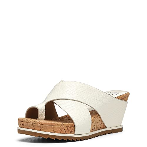 Donald Pliner SISU Upper Heel Wedge Platform, Comfortable Women, Leather, Slide Sandals, White-Snake Print, 10