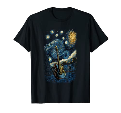 Starry Guitar Gifts Guitarist Rock Concert Festival Guitar T-Shirt