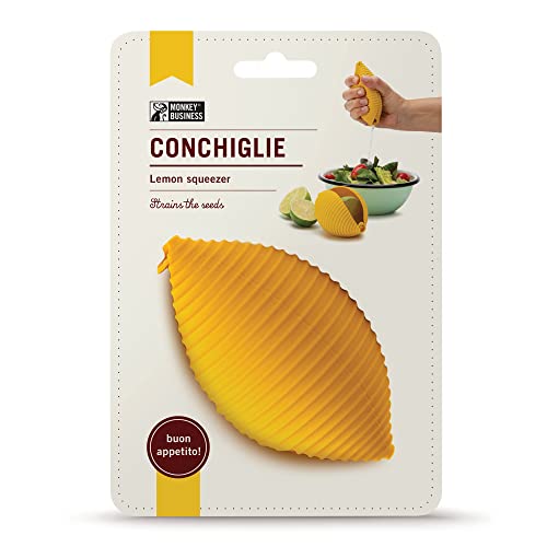 Monkey Business Pasta Shaped Silicone Lemon Squeezer/Maximum Juice with none of the mess/Easy to Use & Easy to clean - Prevents wayward Squirts and Strains the Pips too ! Conchiglie Lemon Squeezer