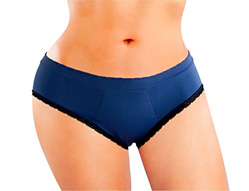 Anigan StainFree Seamless Hipster Lace Trim Menstrual Period Panty - Blue (X-Large)
