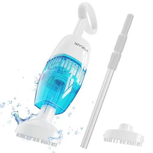 (2024 Upgrade) WYBOT Handheld Pool Vacuum with Dual Suction Heads, Telescopic Pole, Cordless Rechargeable Pool Cleaner for Deep Cleaning with 60 Mins Runtime, Ideal for Spas/Hot Tubs/Small Pools