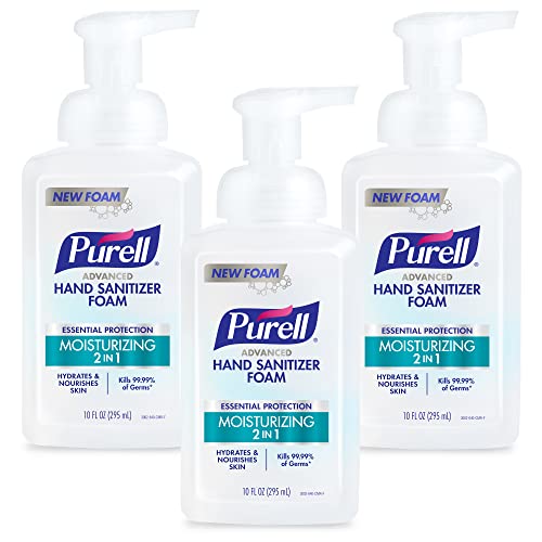 Purell Advanced Hand Sanitizer 2in1 Moisturizing Foam, Naturally Fragranced with Essential Oils, 10 oz Pump Bottle (Pack of 3), 3002-06-EC