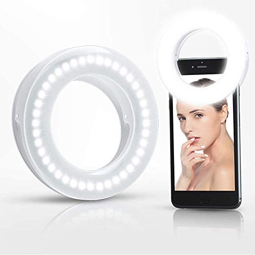 XINBAOHONG Selfie Ring Light Rechargeable Portable Clip-on Selfie Fill Light with 40 LED for Smart Phone Photography, Camera Video, Girl Makes up