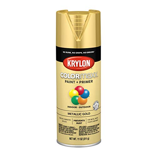 12 oz Krylon K05588007 COLORmaxx Gold Paint & Primer Spray Paint, Metallic