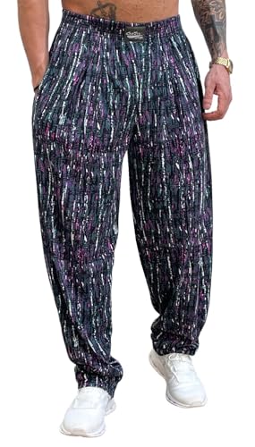 Crazee Wear Malibu Loose Fit Baggy Workout Gym Sweat Pants with Two Front Pockets Multi