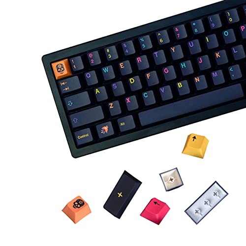 JOLINTAL 129 Keys Underworld Black Keycaps, PBT Color Letter Dye-Sublimation Cherry Profile Keycaps, Cool Elements Pattern Design Keycaps Set Suit for Mechanical Keyboards Gaming Keyboards