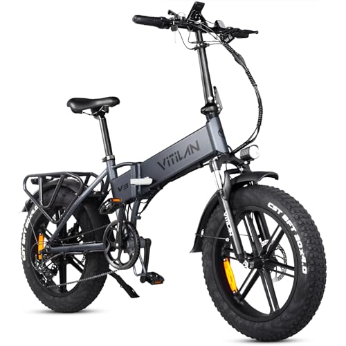 VITILAN V3 Electric Bike for Adults, Folding 750w Ebike 28mph Speed 20”*4.0 Fat Tire 48V 13AH Electric Bicycle up to 30miles