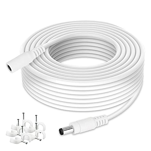 WILDHD DC Power Extension Cable 33ft 2.1mm x 5.5mm Compatible with 12v Power Adapter Extension Cable for CCTV Security Camera IP Wifi Camera Standalone DVR (33ft,5.5mm Plug, White)