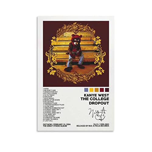 SHUKI Kanye Posters The College Dropout Album Cover Poster for Bedroom Aesthetic Wall Decor Canvas Wall Art Gift 12x18inch(30x45cm)