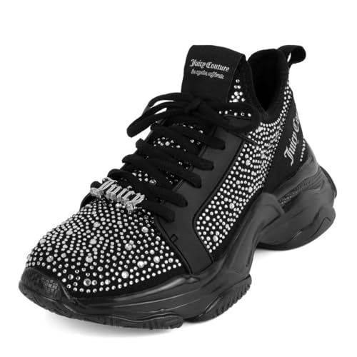 Juicy Couture Women's Chunky Lace-Up Fashion Sneaker Stylish Platform Dad Shoe Adana Black 9.5