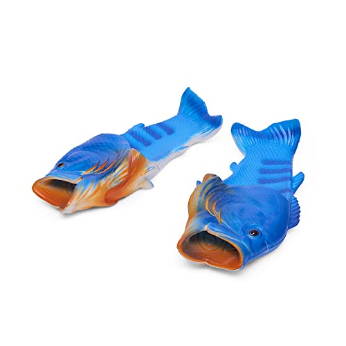 Coddies Fish Flip Flops | The Original Bass Fish Slippers (Blue | 7-8 Men | 9-10 Women | EU 40-41)