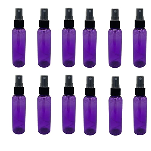 Natural Farms 2 oz Purple Cosmo Plastic Spray Bottles -12 Pack Empty Spray Bottle Refillable - BPA Free - Essential Oils - Aromatherapy | Fine Mist Sprayers with Dust Caps - Made in the USA