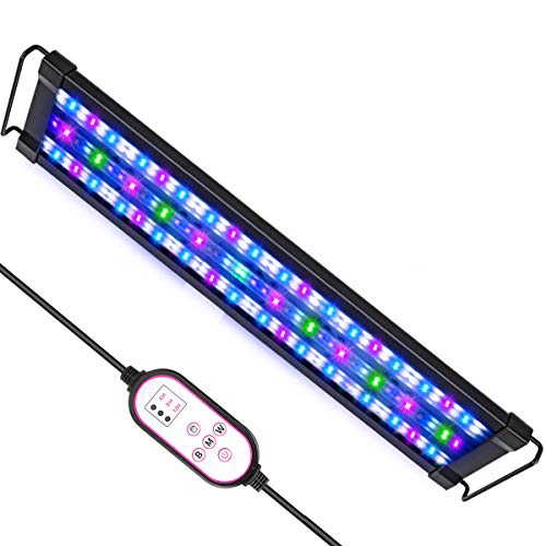 lucare LUXCARE 18-24 Inch 40W Saltwater Aquarium Light with Full Spectrum LED, Exclusive Reef Coral Light Spectrum for Marine Fish Tank，Dimmable Dual Channel for LPS & SPS