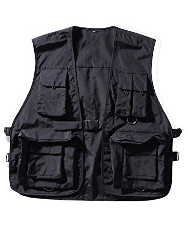 Hooever Womens Summer Outdoor Quick Dry Lightweight Safari Cargo Fishing Travel Vest (Black, S)