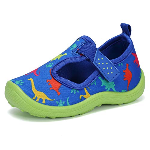 FANTURE Toddler Water Shoes Boys Girls Aqua Sneakers Cute Aquatic Beach Swim Pool Water Park Baby Sandal U420ZS1902-Blue.grn-23