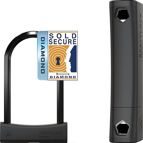 SeatyLock Mason Bike U Lock - Patented Heavy Duty Anti Theft Diamond Security Bicycle Lock - Super Wide Safety Master Tool ULock with Keys for Electric Bikes Scooters and Motorcycles (8.7 Inch)