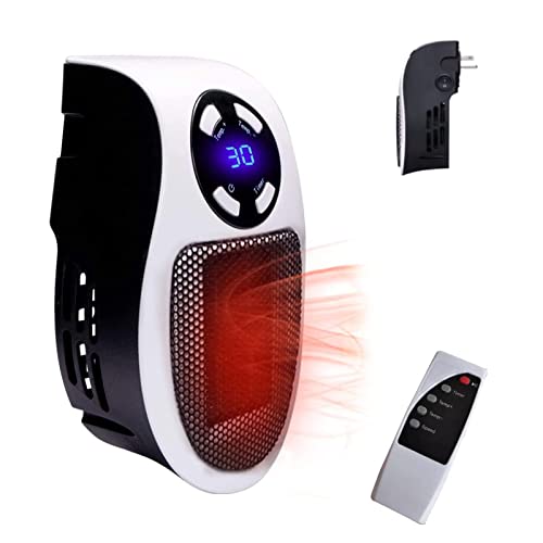 Plug In Heater for Indoor Use - 500W Fast Heating Small Plug In Wall Heater, Low Wattage Space Heater with Thermostat, Timer, Led Display