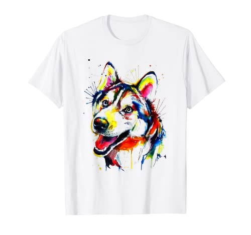 Colorful Husky Dog Love-r Dad Mom, Boy Girl Funny T-Shirt