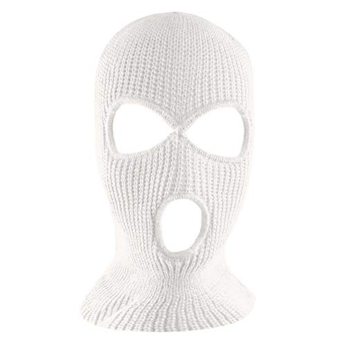 Knit Sew Acrylic Outdoor Full Face Cover Thermal Ski Mask by Super Z Outlet, White, One Size Fits Most