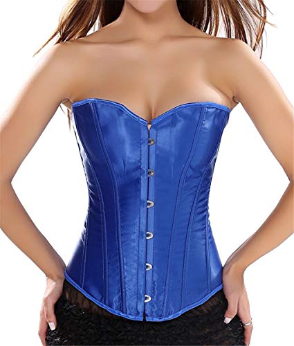 HPLY Women's Plus Size Corset Top Classic Satin Waist Trainer Bustier with G-String