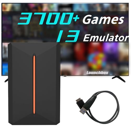 Emulator Console Game HDD 500G, Retro Game Console with 3700+ Video Games & 13 Hot Emulators, Compatible with Launchbox Hard Drive for PC with Win 8.1/10/11, Plug and Play,Sata 3 to USB 3.0,Up to 6G/s