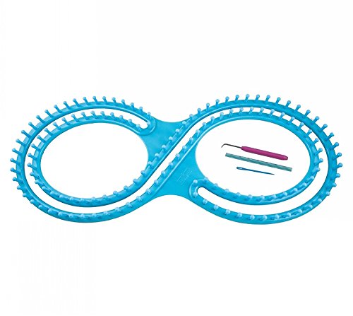 WAYION 55' Afphgan Serenity Loom Knitting Board Weave Loom Kit with Step by Step Instructions Great for The Experienced Loom Knitter(Blue/Pink) (Blue)