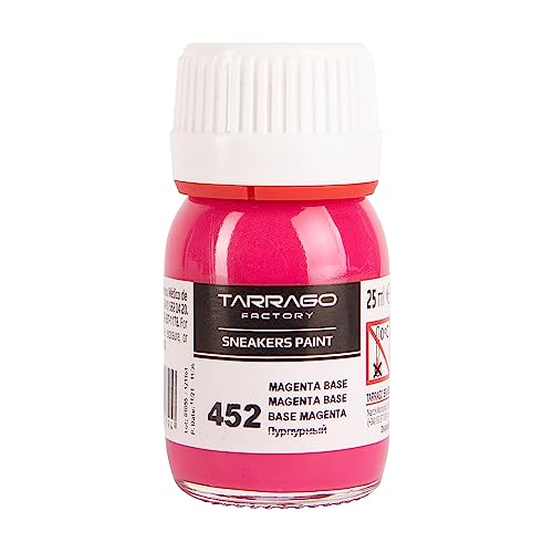 Tarrago Sneaker Leather Paint–Acrylic Customize Shoe Paint–for Sneakers, Boots, Bags, Purses–Matte,Flexible, Perfect Coverage–Magenta Base #452-0.8 Fl.Oz.