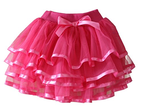 Tortoise & Rabbit Little Girls and Big Girls Tulle Tutu Skirt,Hot Pink,2-3T