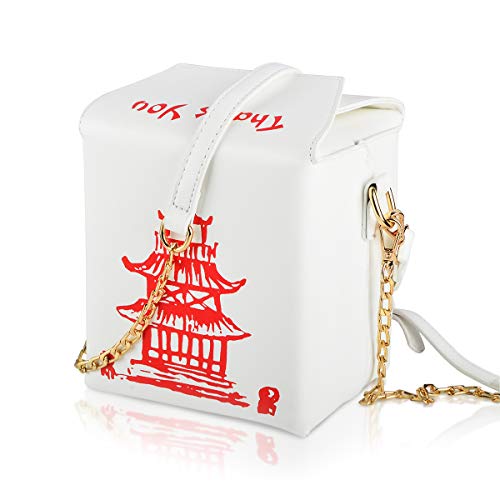 Crossbody Bags for Women Shoulder Handbags Wallet Purses for Women Chinese Takeout Box Purse with adjustable Strap (white-red2)