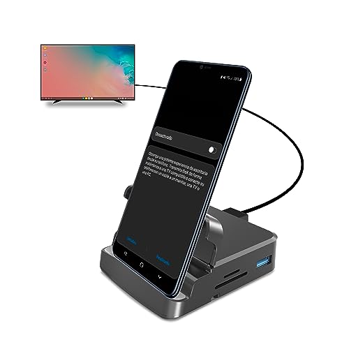 GKI Docking Station, USB C Mobile Phone to 4K HDMI Hub, 8-in-1 Charging Station, Support DP Alt Mode, Compatible with Samsung Dex Mode. Black