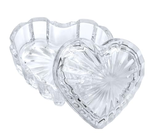 RockTrend Heart-Shaped Glass Storage Box Embossed Jewelry Box with Lid