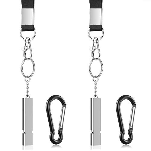 Michael Josh 2PCS Emergency Survival Whistle Kit with Lanyards for Outdoor(Silver)