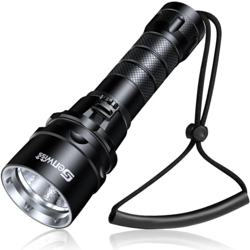 Genwiss Scuba Diving Flashlight Dive Torch 2000 Lumen Waterproof Underwater XM-L2 LED Submarine Lights Holder with Rechargeable Battery,Charger for Under Water Deep Sea Cave at Night