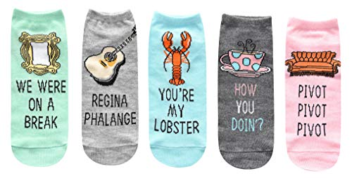Hyp Friends TV Show Famous Quotes/Moments Juniors/Womens 5 Pack Ankle Socks