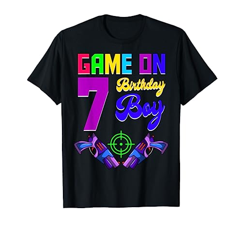 Game On 7 Birthday Boy Laser Tag Gaming Birthday Party 7th T-Shirt