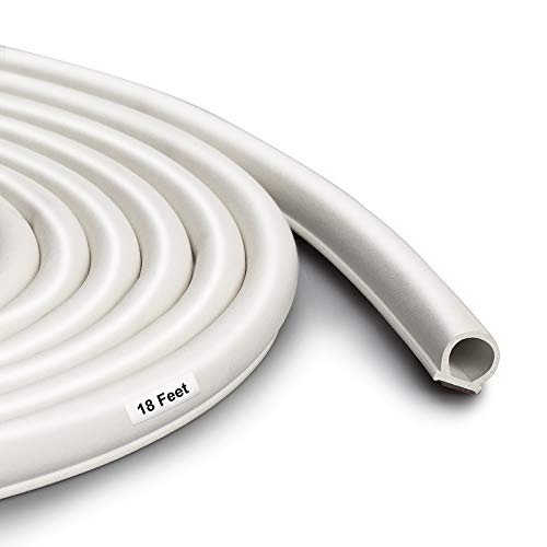 Weather Stripping Seal Strip for Doors/Windows, Self-Adhesive Backing Seals Large Gap， Easy Cut to Size (18FEET, White)