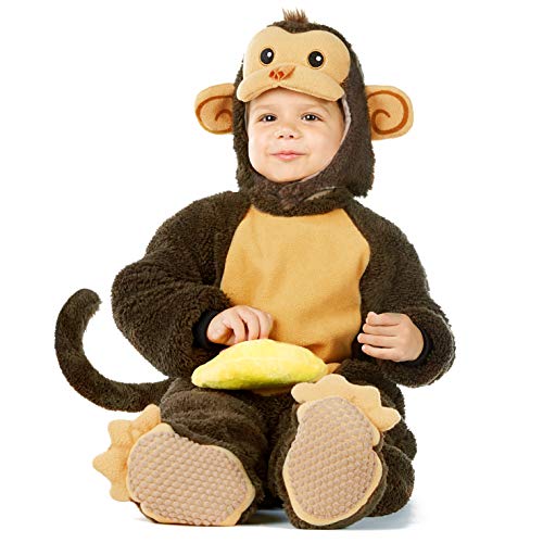 Spooktacular Creations Baby Monkey Costume Deluxe Set with Toy Banana for Infant, Kids Halloween Dress Up, Safari Themed Parties (3T (3-4 yrs))