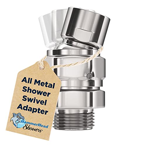 All Metal Shower Head Swivel Ball Adapter, Chrome | Adjustable Pivot Ball To Adjust Showerhead Angle | Universal Connector Joint Fits Fixed, Hand Held & Rain Shower Heads