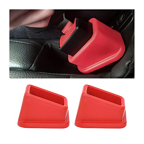 BELOMI Seat Belt Buckle Holder, 2 Pack Silicone Seat Belt Buckle Booster, Raises Seat Belt Buckle for Easy Access, No-Hassle Stand Upright Buckling Belt Buckle Holder, Car Accessories (Red)